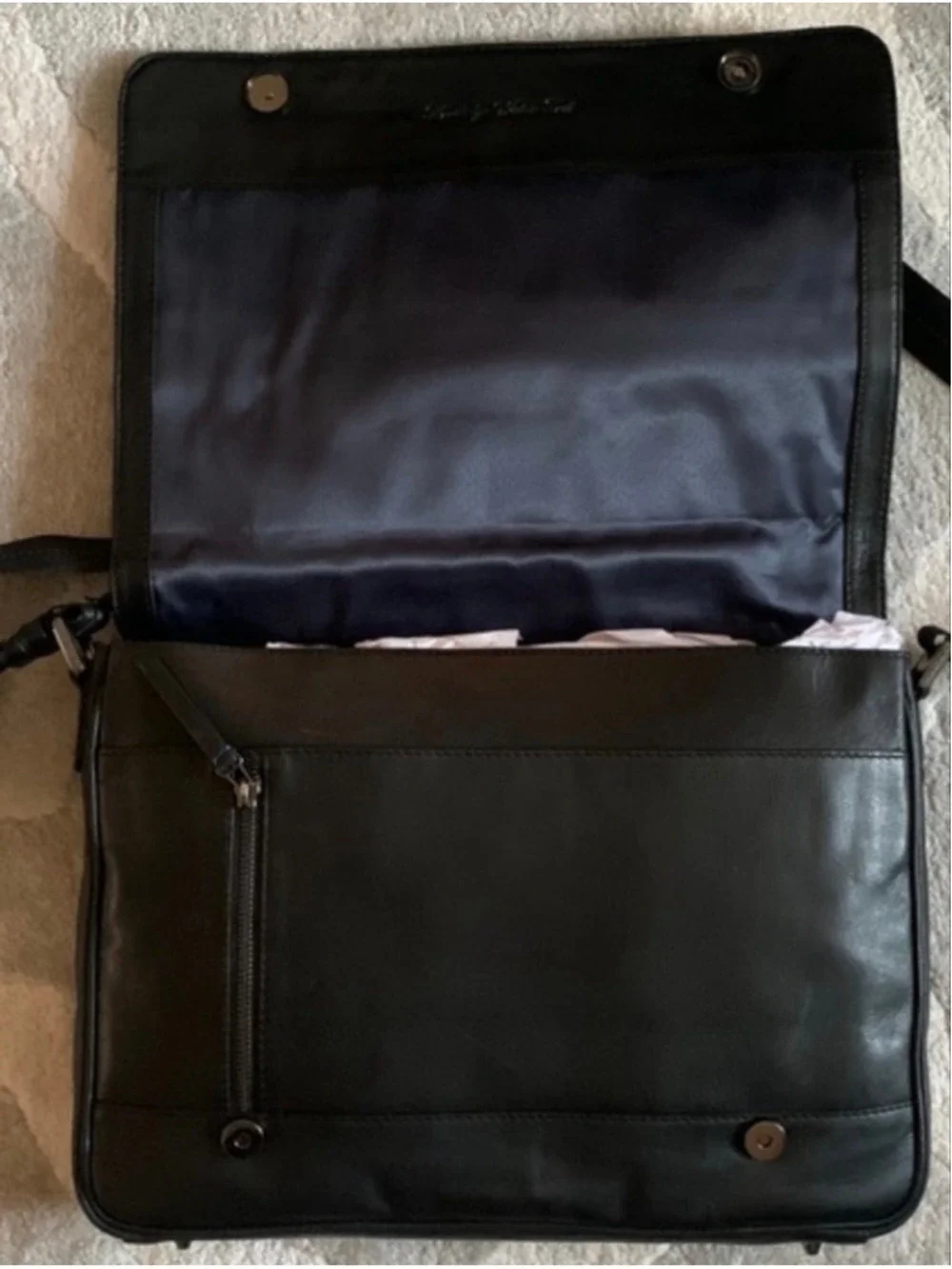 Robert Graham Quiet Luxury Mens Briefcase Laptop Messenger Bag in Black Leather